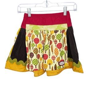 Persnickety Apron Skirt Boho Bird & Tree Design  Kids Skirt Size 7 Years